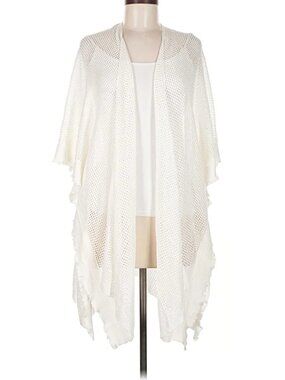 Beach Cover Up Swimsuit Open Knit Mesh Net Off White Crochet NEW